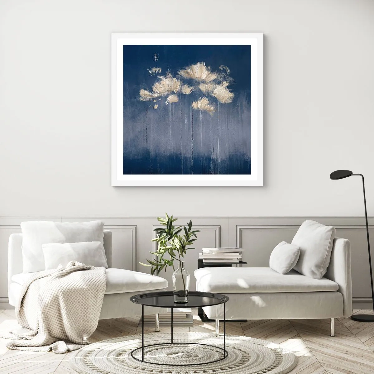 Poster in einem weißen Rahmen - Wie Blütenblätter im Wind - 60x60 cm