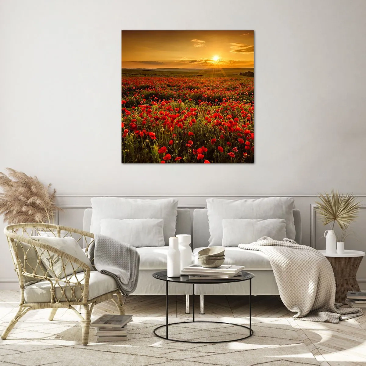 Glasbild - Bild auf glas - Unter den Wellen raschelnder Wiesen, unter den Blumen der Flut - 30x30 cm