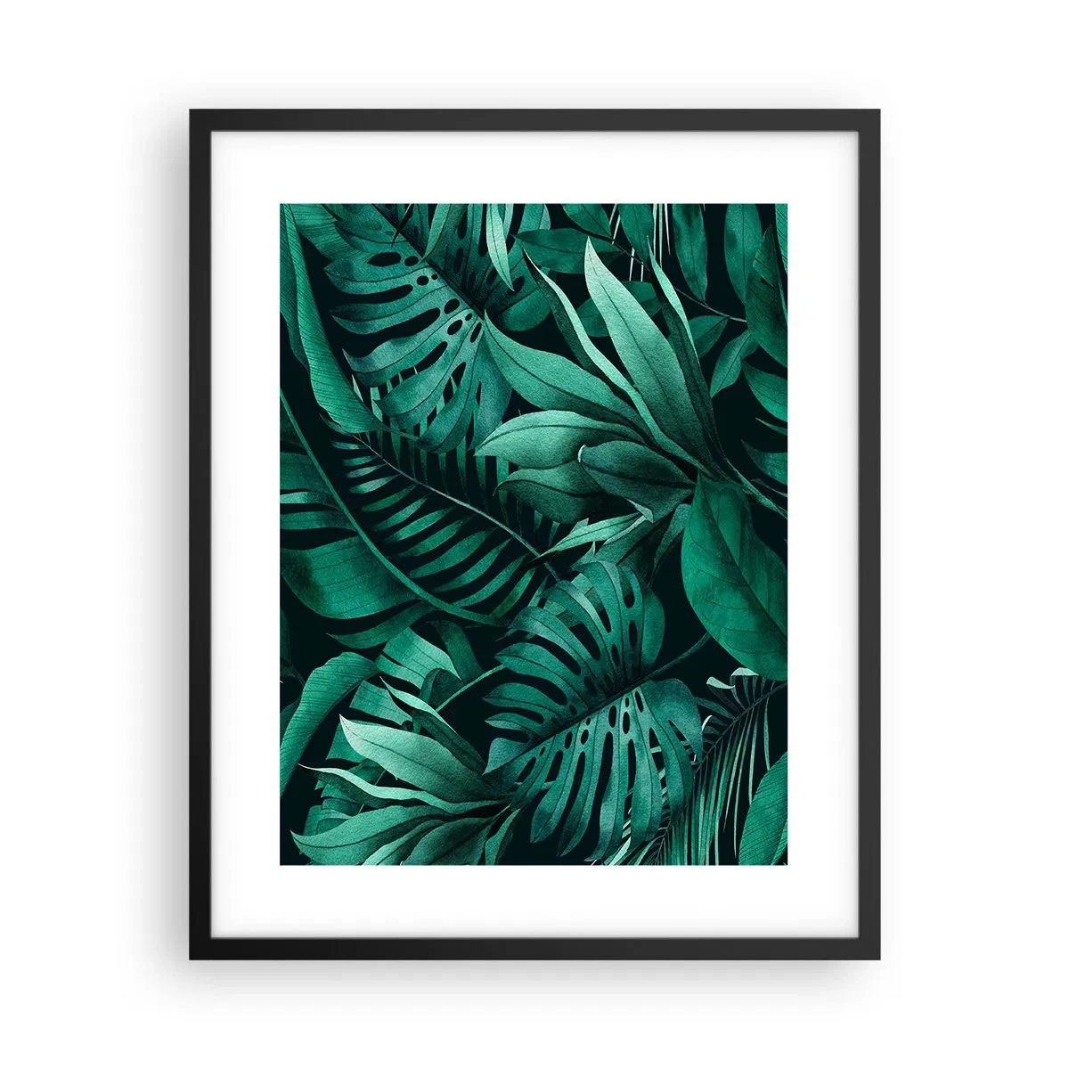 Poster in einem schwarzem Rahmen - Die Tiefe des tropischen Grüns - 40x50 cm