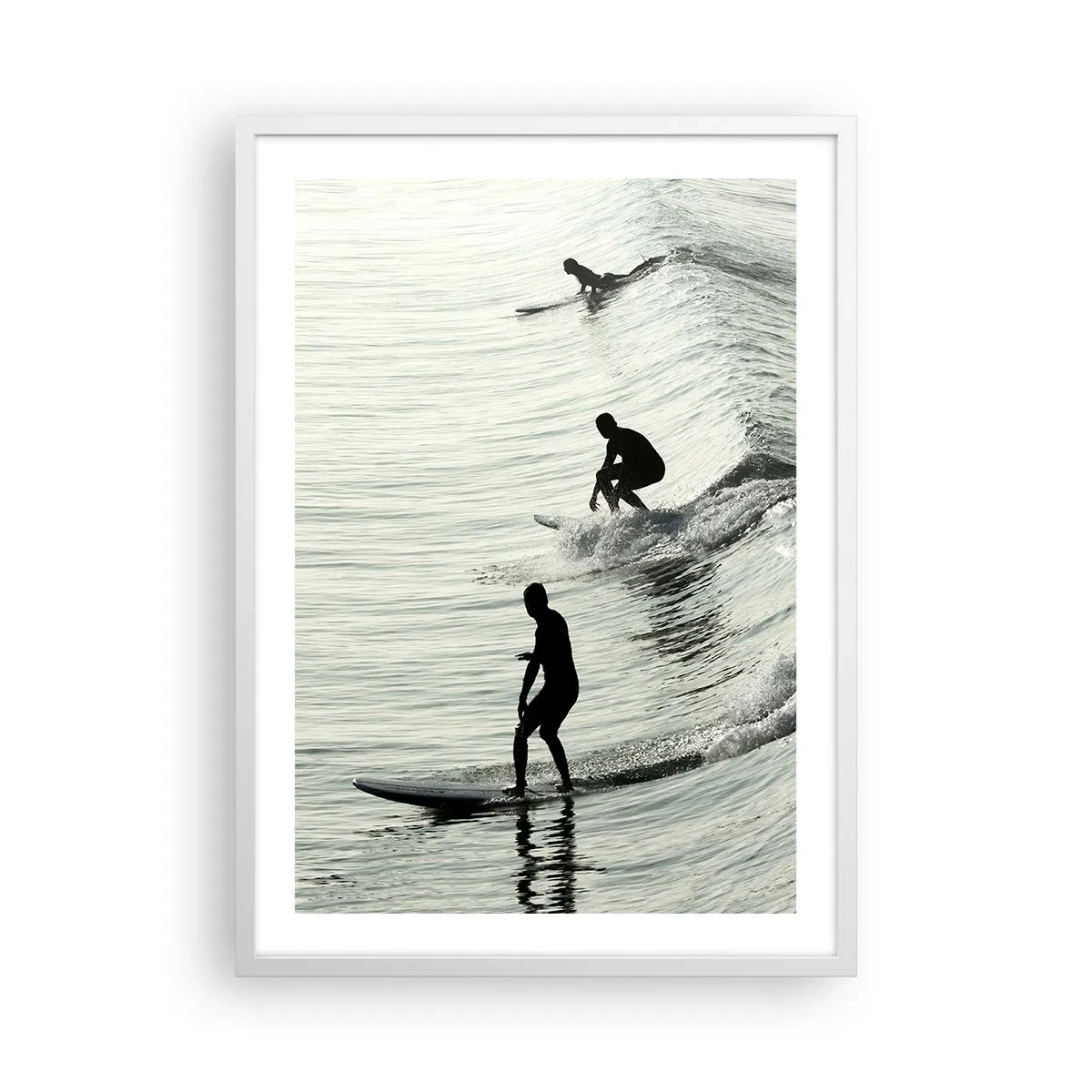 Poster in einem weißen Rahmen - Gegen die Welle - 50x70 cm