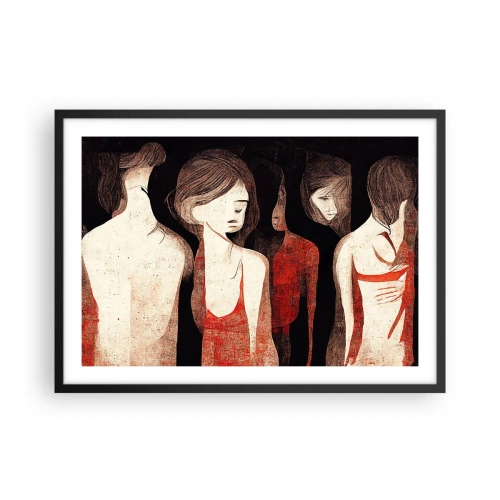 Poster in einem schwarzem Rahmen - Künstlerische Figuren in einer abstrakten Komposition - 70x50cm - Madonnen der Dunkelheit - Moderne Wanddekoration für Wohnzimmer und Schlafzimmer ARTTOR