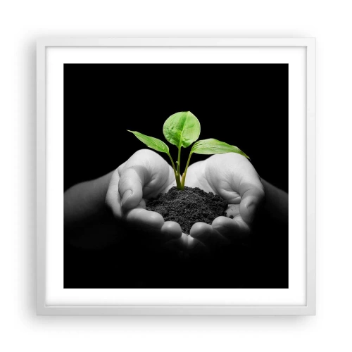 Poster in einem weißen Rahmen - Ich liebe die Natur, ich beschütze sie - 50x50 cm