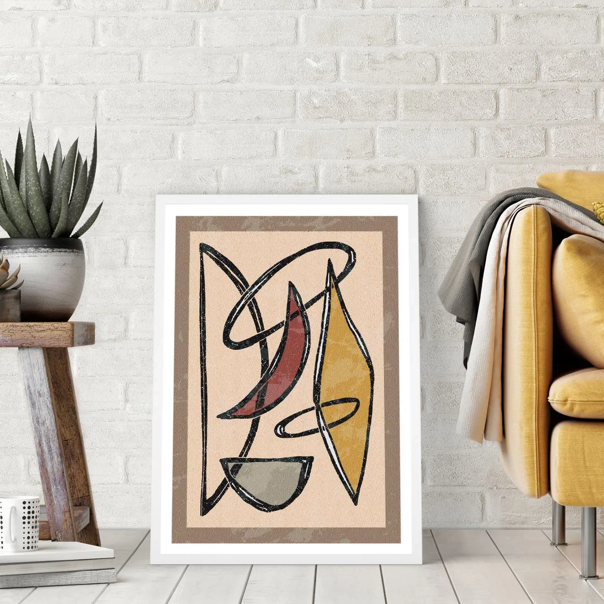 Poster in einem weißen Rahmen - Komposition – Bögen und Ovale - 50x70 cm