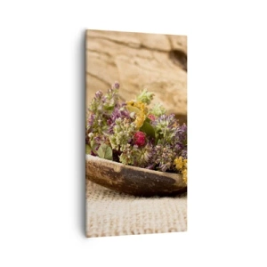 Bild auf Leinwand - Leinwandbild - Bunte Blumen und duftende Kräuter - 55x100 cm