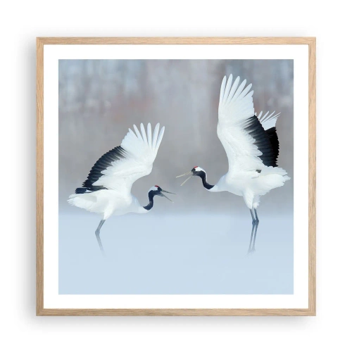 Poster in einem Rahmen aus heller Eiche - Tanz im Nebel - 60x60 cm