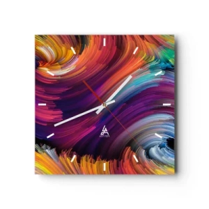 Wanduhr - Glasuhr - Abstrakte Wirbel in leuchtenden Farben - 30x30cm - Der Beginn einer neuen Welt - Moderne Wanddekoration für Wohnzimmer und Schlafzimmer ARTTOR