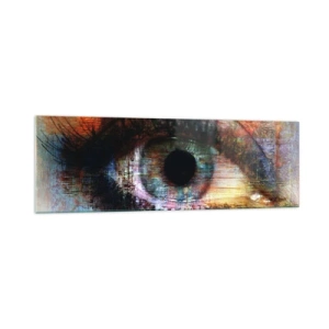 Glasbild - Bild auf glas - Künstlerisches Auge in mehrfarbiger Abstraktion - 160x50cm - Du kannst in die Seele sehen - Moderne Wanddekoration für Wohnzimmer und Schlafzimmer ARTTOR