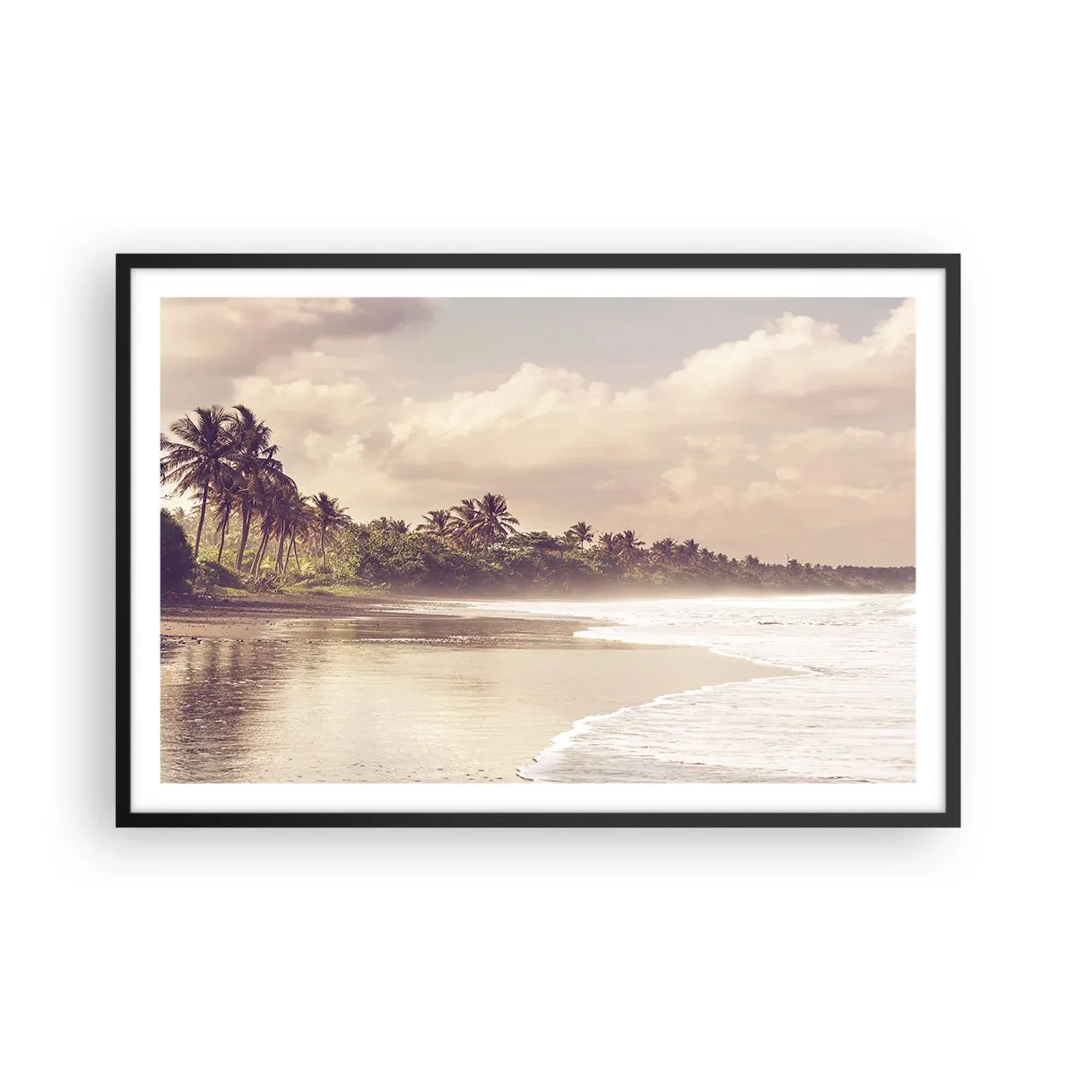 Poster in einem schwarzem Rahmen - Die Liebkosung der Wellen - 91x61 cm
