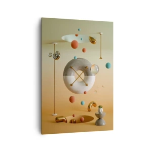 Bild auf Leinwand - Leinwandbild - Geometrische Figuren in Pastellfarben in surrealistischer Anordnung - 70x100cm - Alles kann passieren - Moderne Wanddekoration für Wohnzimmer und Schlafzimmer ARTTOR