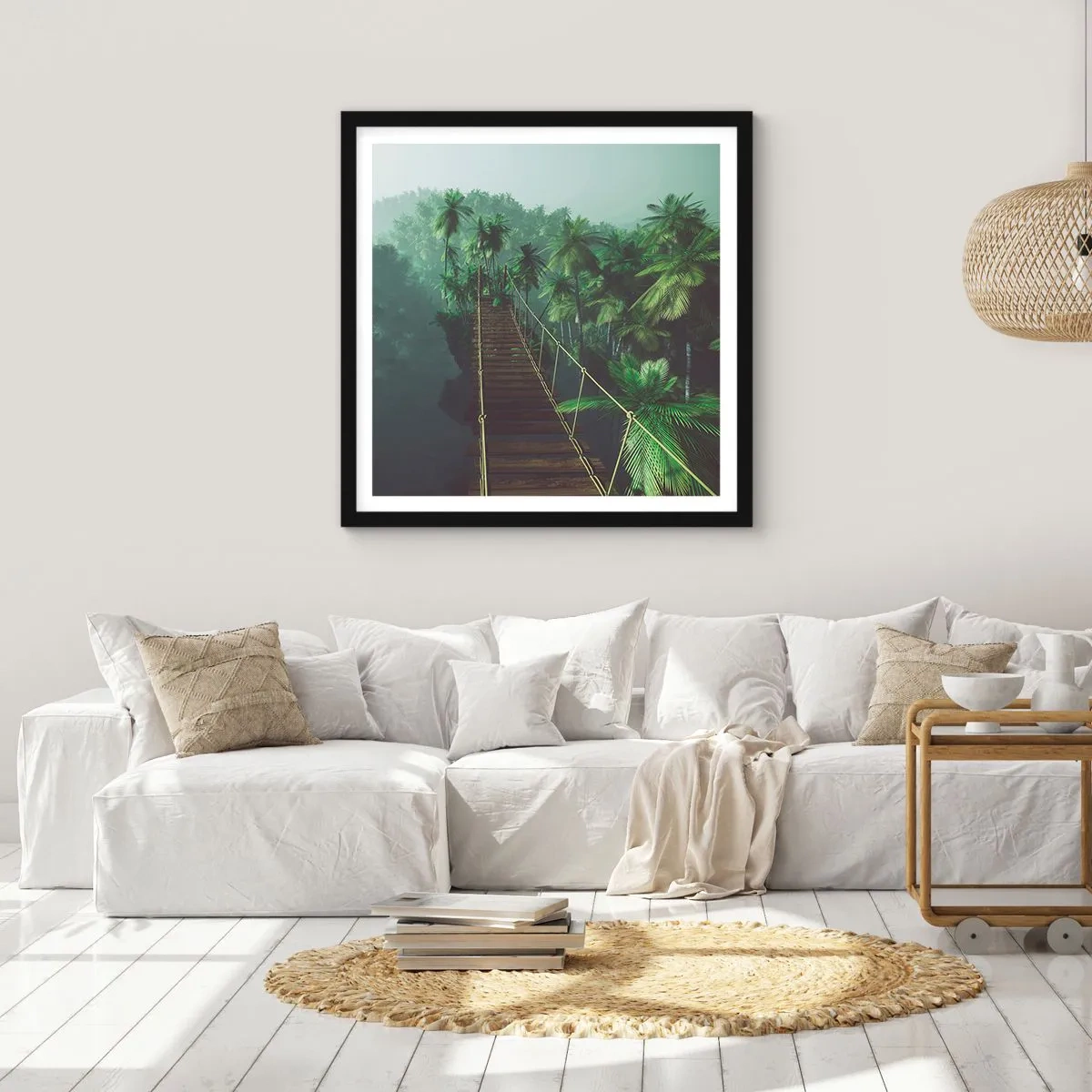 Poster in einem schwarzem Rahmen - Über der Brandung des Grüns - 50x50 cm