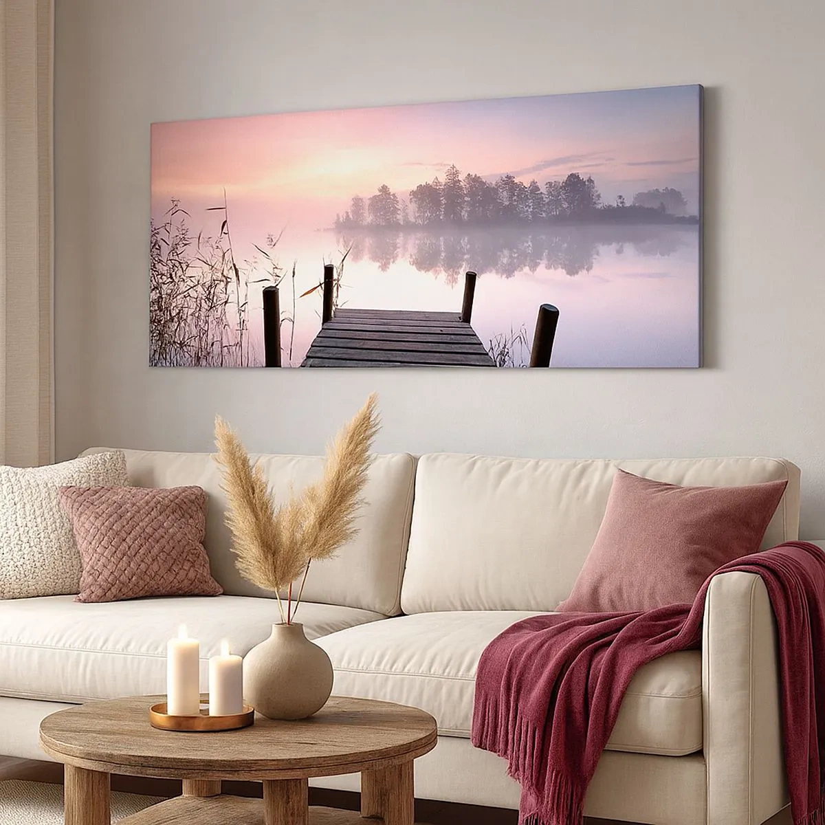 Bild auf Leinwand - Leinwandbild - Aus dem lila Nebel ... - 100x40 cm