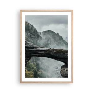 Poster in einem Rahmen aus heller Eiche - Abenteuer beginnt gleich - 50x70 cm