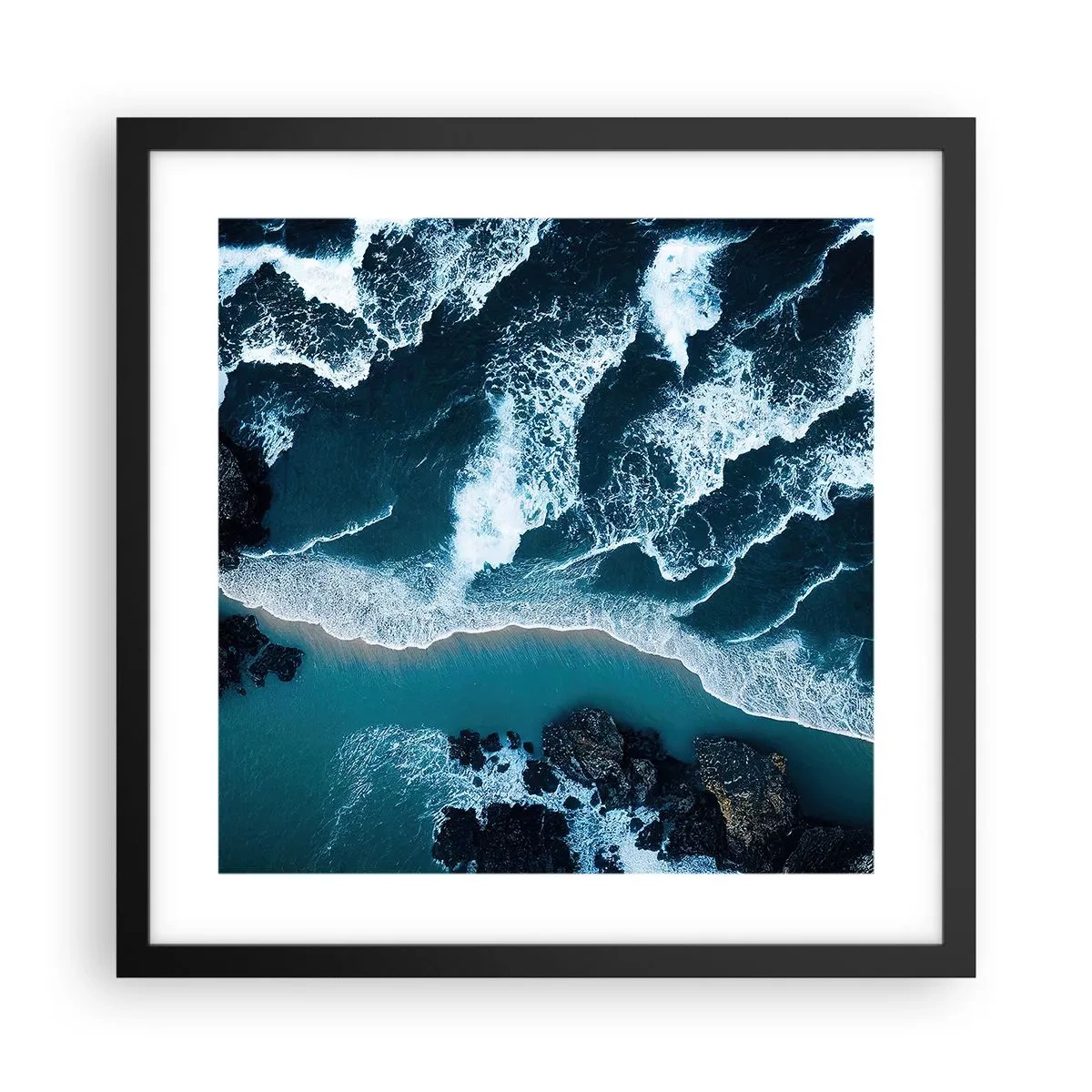 Poster in einem schwarzem Rahmen - In Wellen gehüllt - 40x40 cm