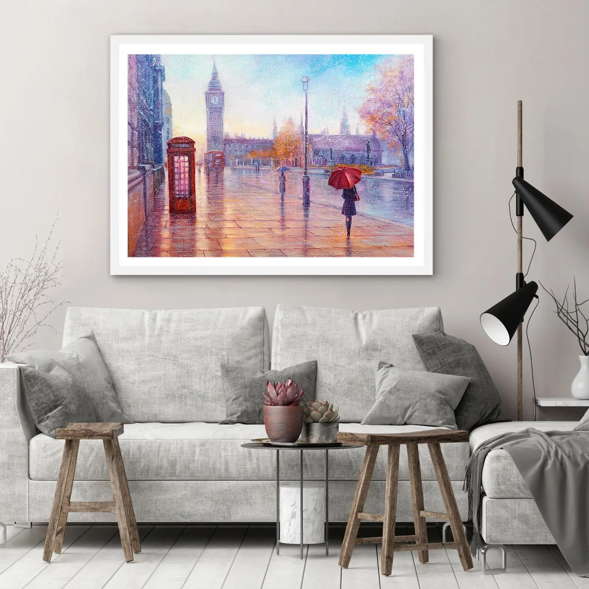 Poster in einem weißen Rahmen - Londoner Herbsttag - 50x40 cm