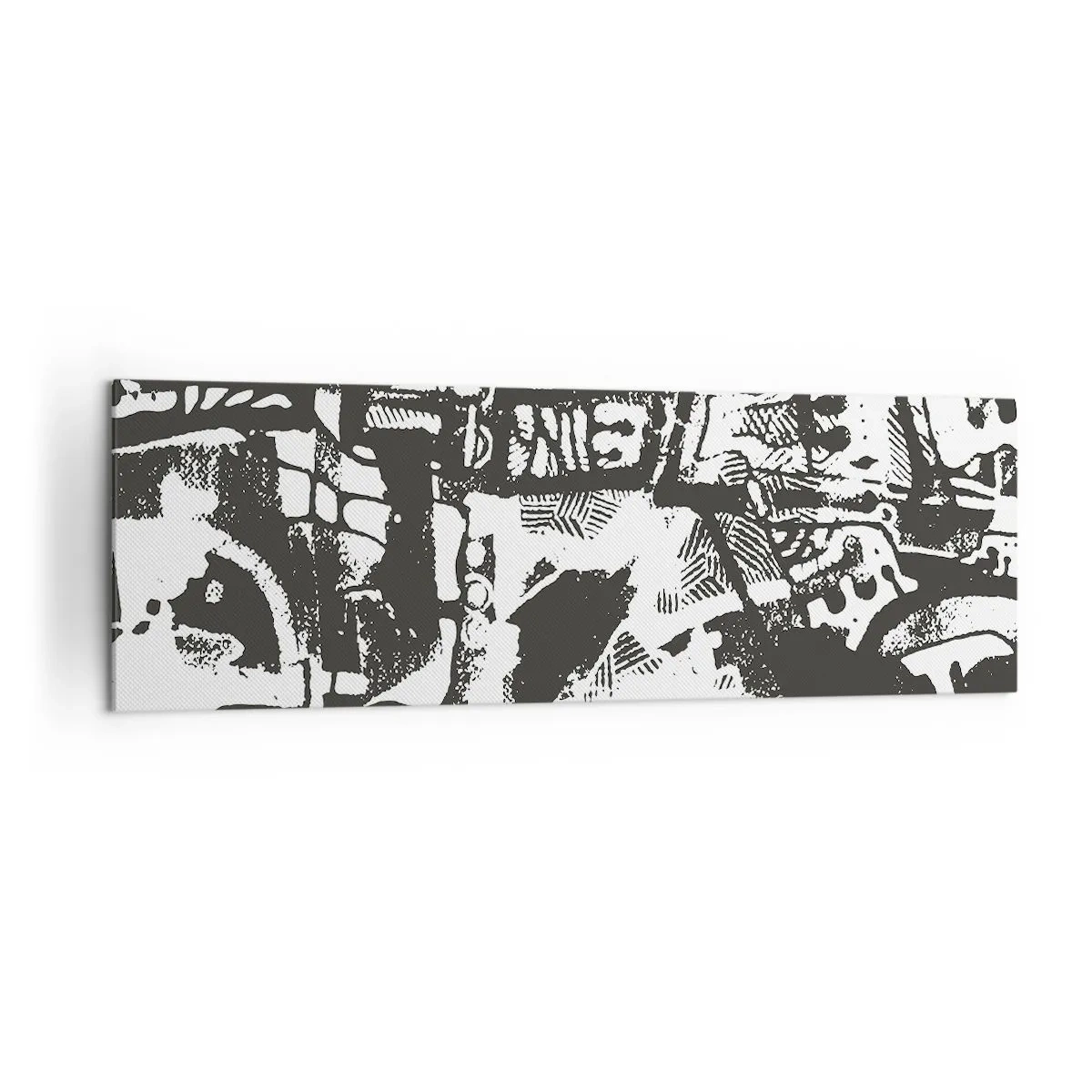 Bild auf Leinwand - Leinwandbild - Abstraktes monochromes Retro-Muster - 160x50cm - Ordnung oder Chaos? - Moderne Wanddekoration für Wohnzimmer und Schlafzimmer ARTTOR