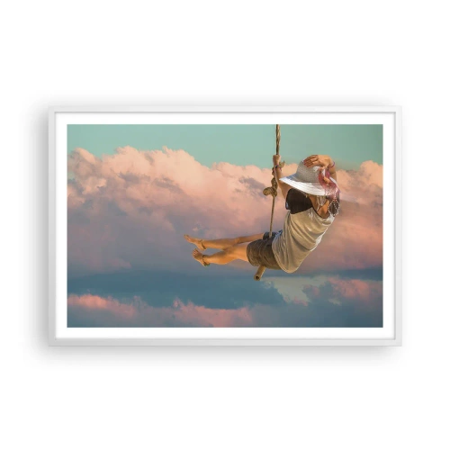 Poster in einem weißen Rahmen - Spaß in den Wolken - 91x61 cm