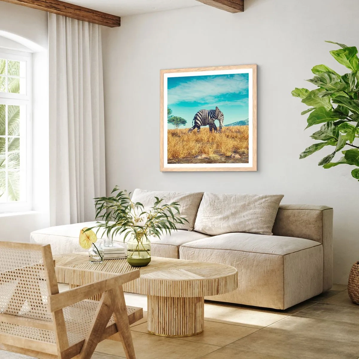 Poster in einem Rahmen aus heller Eiche - Grau ist nicht mehr in Mode - 30x30 cm