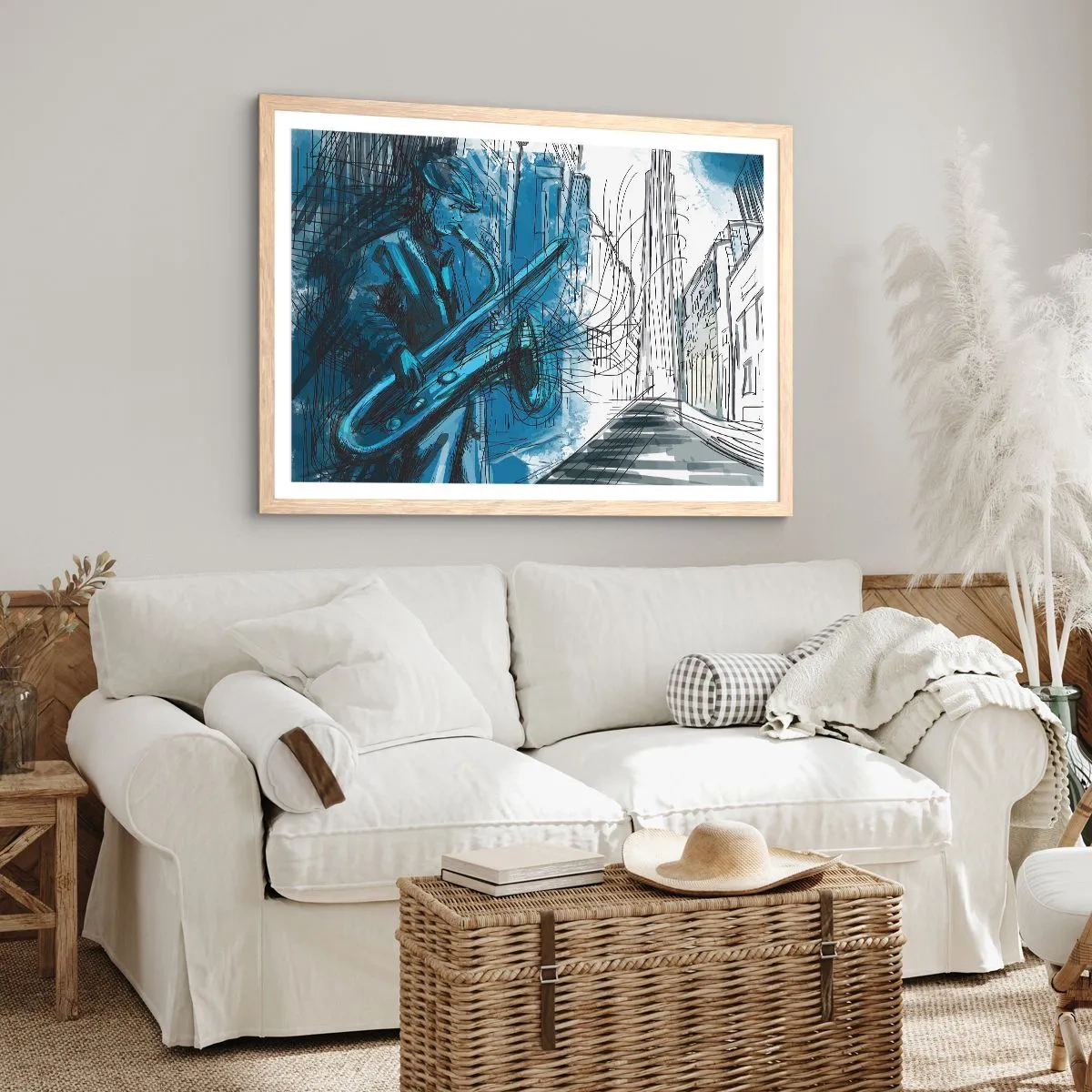 Poster in einem Rahmen aus heller Eiche - Urbane Rhapsodie - 50x40 cm