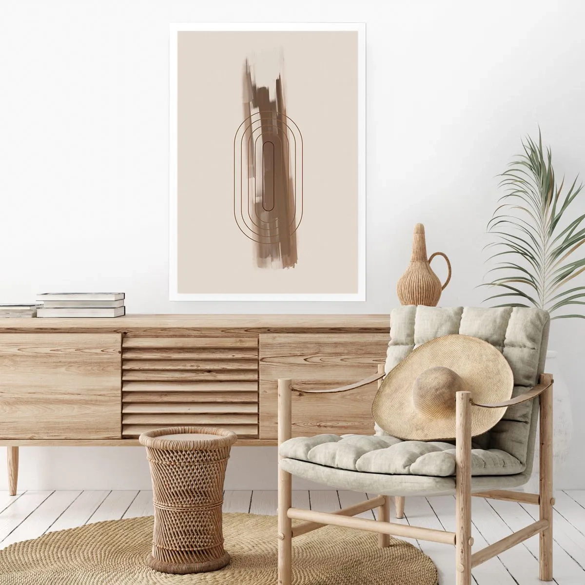 Poster - Geometrische Form in Braun- und Beigetönen - 50x70cm - Ein Hauch von Grau - Moderne Wanddekoration für Wohnzimmer und Schlafzimmer ARTTOR