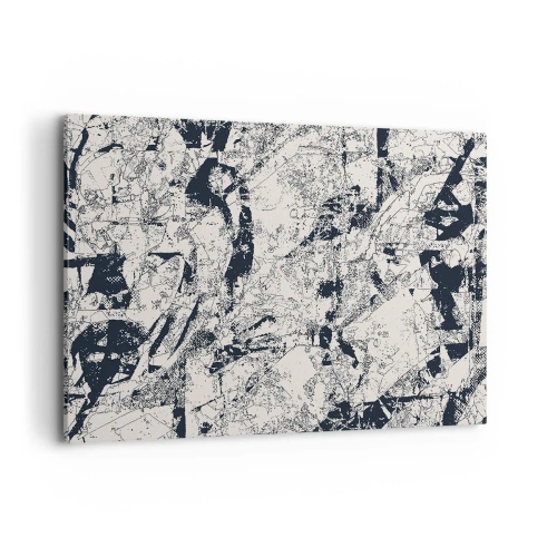 Bild auf Leinwand - Leinwandbild - Abstrakte Komposition in Schwarzweiß mit dynamischem Layout - 100x70cm - Durchdringung der Gegensätze - Moderne Wanddekoration für Wohnzimmer und Schlafzimmer ARTTOR