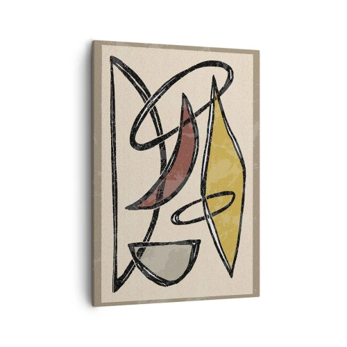 Bild auf Leinwand - Leinwandbild - Abstraktion mit geometrischen Formen und gedämpften Farben - 50x70cm - Vertikale und Horizontale - Moderne Wanddekoration für Wohnzimmer und Schlafzimmer ARTTOR