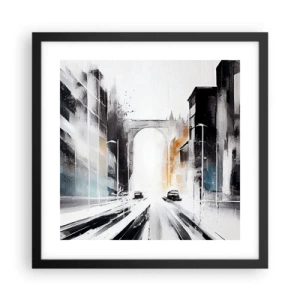 Poster in einem schwarzem Rahmen - Stadtstudie: Architektur und Bewegung - 40x40 cm