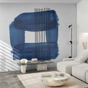 Selbstklebende Fototapete Deluxe Sticker - Blaue und schwarze Komposition - Abstraktion, Stück, Moderne Kunst - 300x210 cm