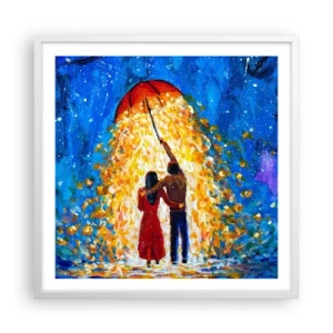 Poster in einem weißen Rahmen - Zauber eines Regenabends? - 60x60 cm