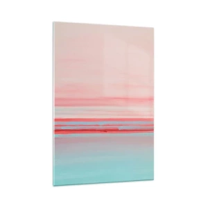 Glasbild - Bild auf glas - Pastellfarbene Linien in Rosa- und Blautönen in einer minimalistischen Komposition - 70x100cm - Abstraktion im Morgengrauen - Moderne Wanddekoration für Wohnzimmer und Schlafzimmer ARTTOR