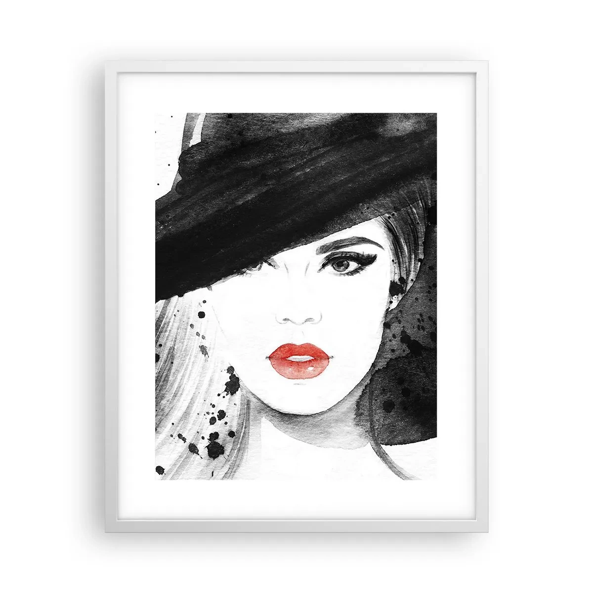 Poster in einem weißen Rahmen - Frau in schwarz - 40x50 cm