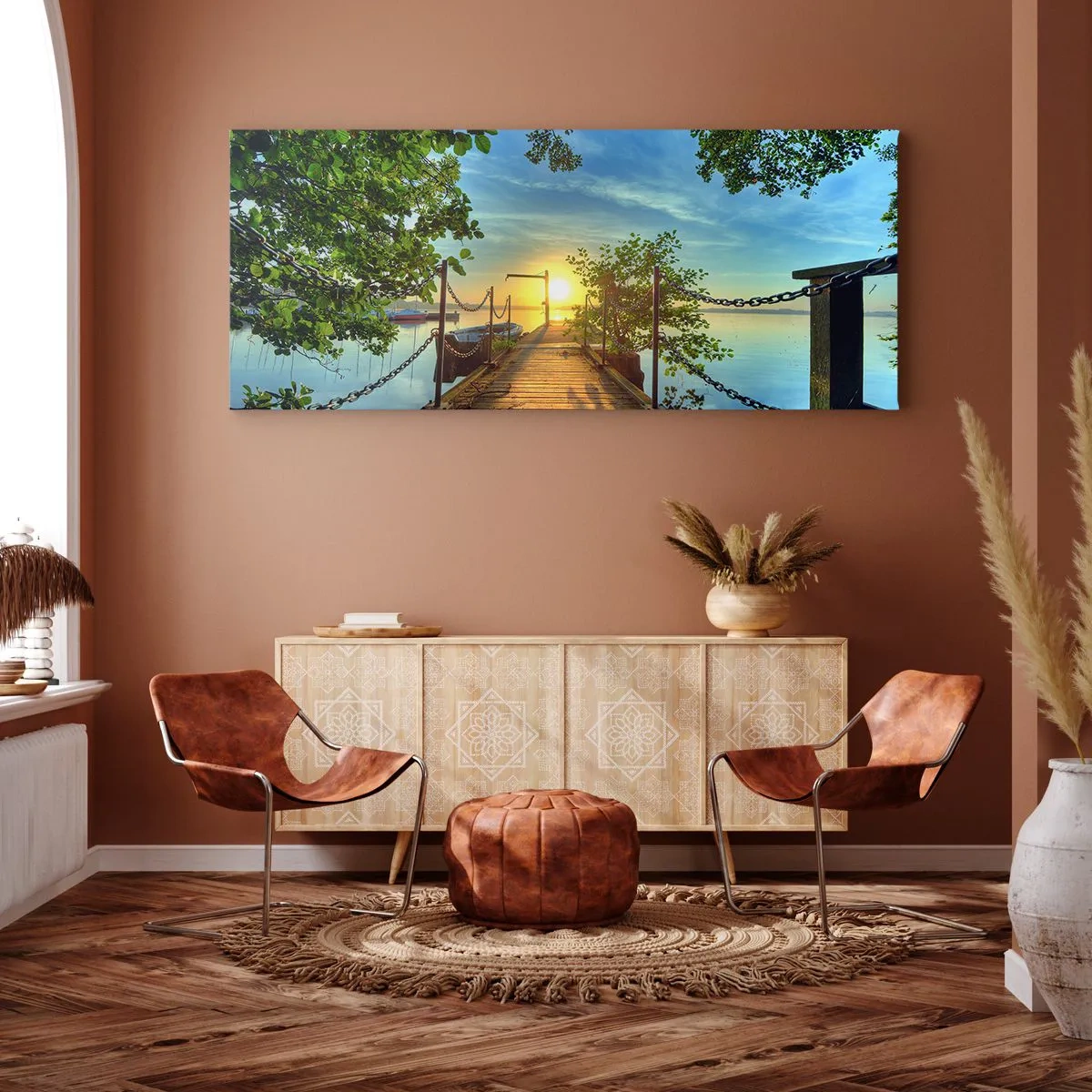 Bild auf Leinwand - Leinwandbild - Westen auf dem Wasser - 100x40 cm