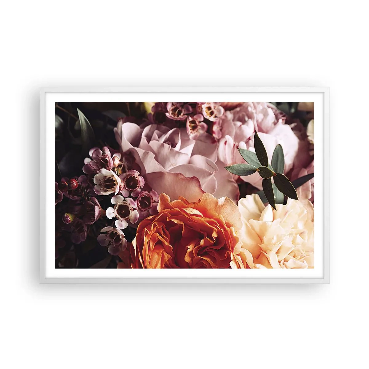 Poster in einem weißen Rahmen - Eingehüllt in Schönheit - 91x61 cm
