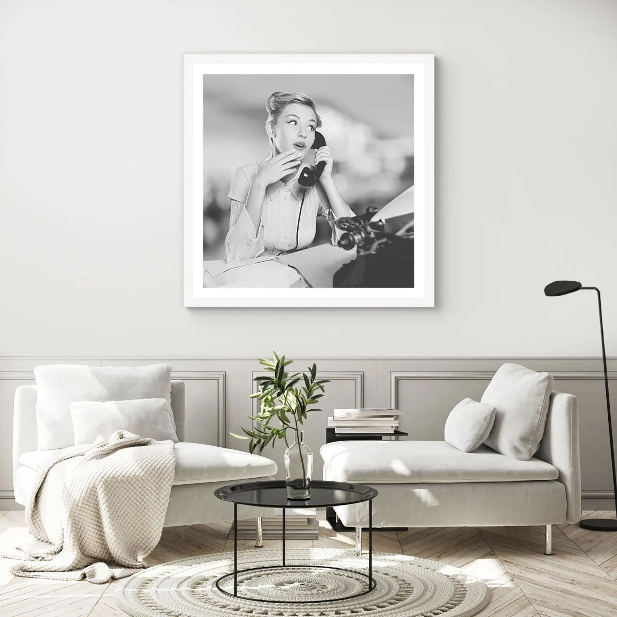 Poster in einem weißen Rahmen - Hallo, wir sind in den 1950er Jahren. - 50x50 cm