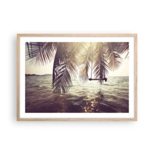 Poster in einem Rahmen aus heller Eiche - Sie können nach Belieben in den Wolken schwingen - 70x50 cm