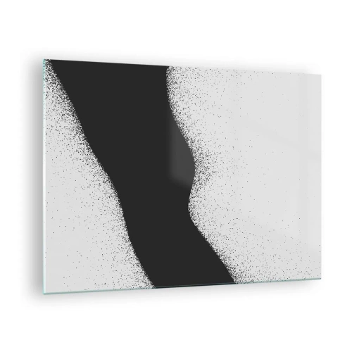 Glasbild - Bild auf glas - Minimalistische Schwarz-Weiß-Abstraktion mit einem Punktverlauf - 70x50cm - Flüssiges Gleichgewicht - Moderne Wanddekoration für Wohnzimmer und Schlafzimmer ARTTOR