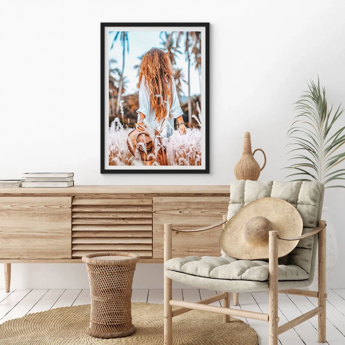 Poster in einem schwarzem Rahmen - Geboren aus Grasflaum - 30x40 cm