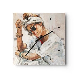 Wanduhr - Glasuhr - Porträt in voller Sonne - 40x40 cm
