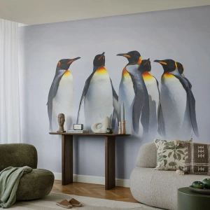 Fototapete Premium Sand - Treffen in Abendkleidern - Tiere, Pinguin, Natur - 300x210 cm