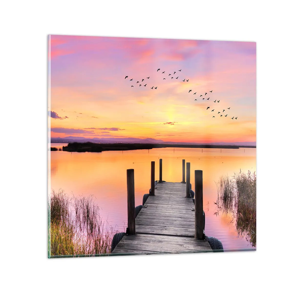 Glasbild - Bild auf glas - Violette stille Morgendämmerung - 70x70 cm