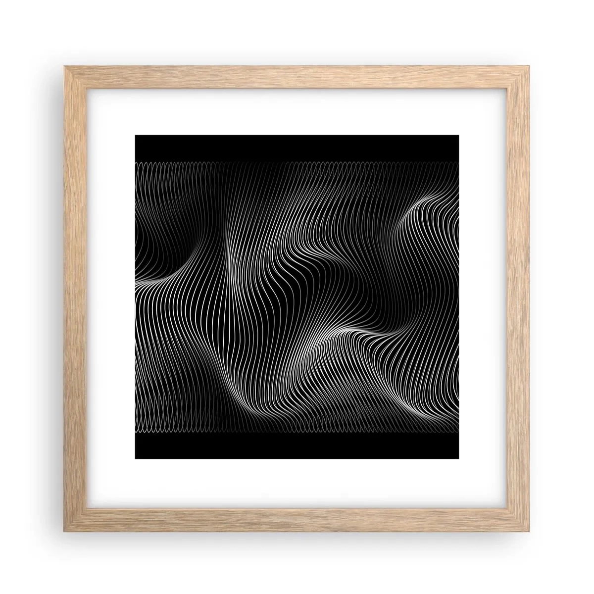 Poster in einem Rahmen aus heller Eiche - Lichttanz im Raum - 30x30 cm