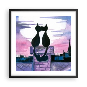 Poster in einem schwarzem Rahmen - Rendez-vous unter dem Mond - 50x50 cm