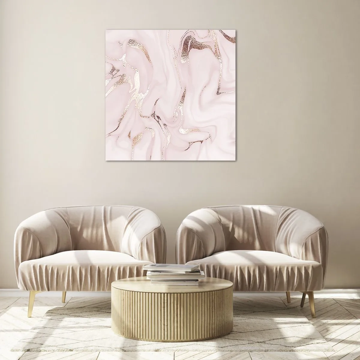 Glasbild - Bild auf glas - In einem rosa Schal - 70x70 cm