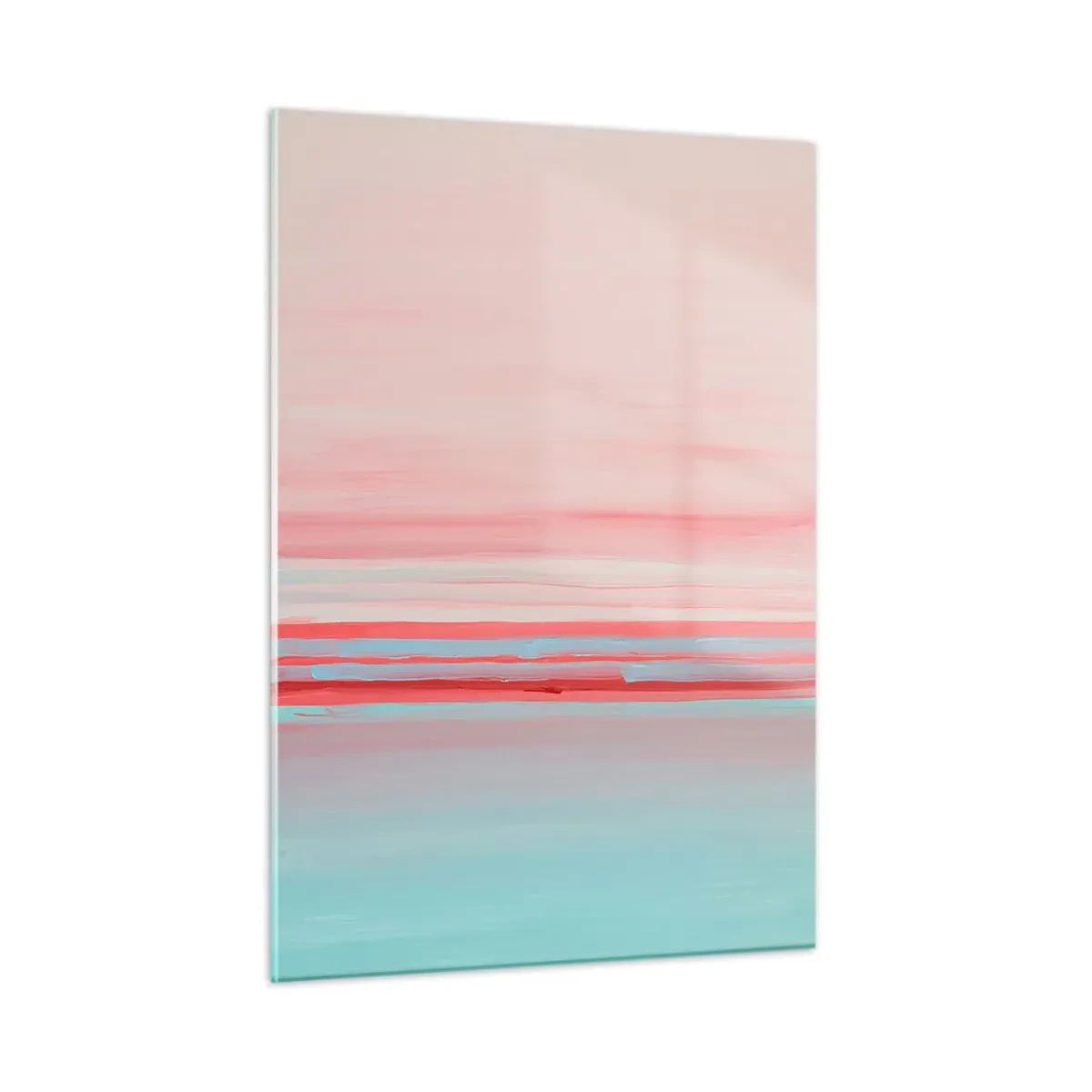 Glasbild - Bild auf glas - Vertikale Streifen in Pastelltönen von Rosa und Blau - 50x70cm - Abstraktion im Morgengrauen - Moderne Wanddekoration für Wohnzimmer und Schlafzimmer ARTTOR
