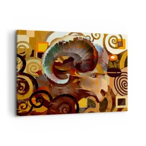 Bild auf Leinwand - Leinwandbild - Ein symbolischer Widder in einer abstrakten Komposition - 120x80cm - Magie - Religionen - Rituale - Moderne Wanddekoration für Wohnzimmer und Schlafzimmer ARTTOR