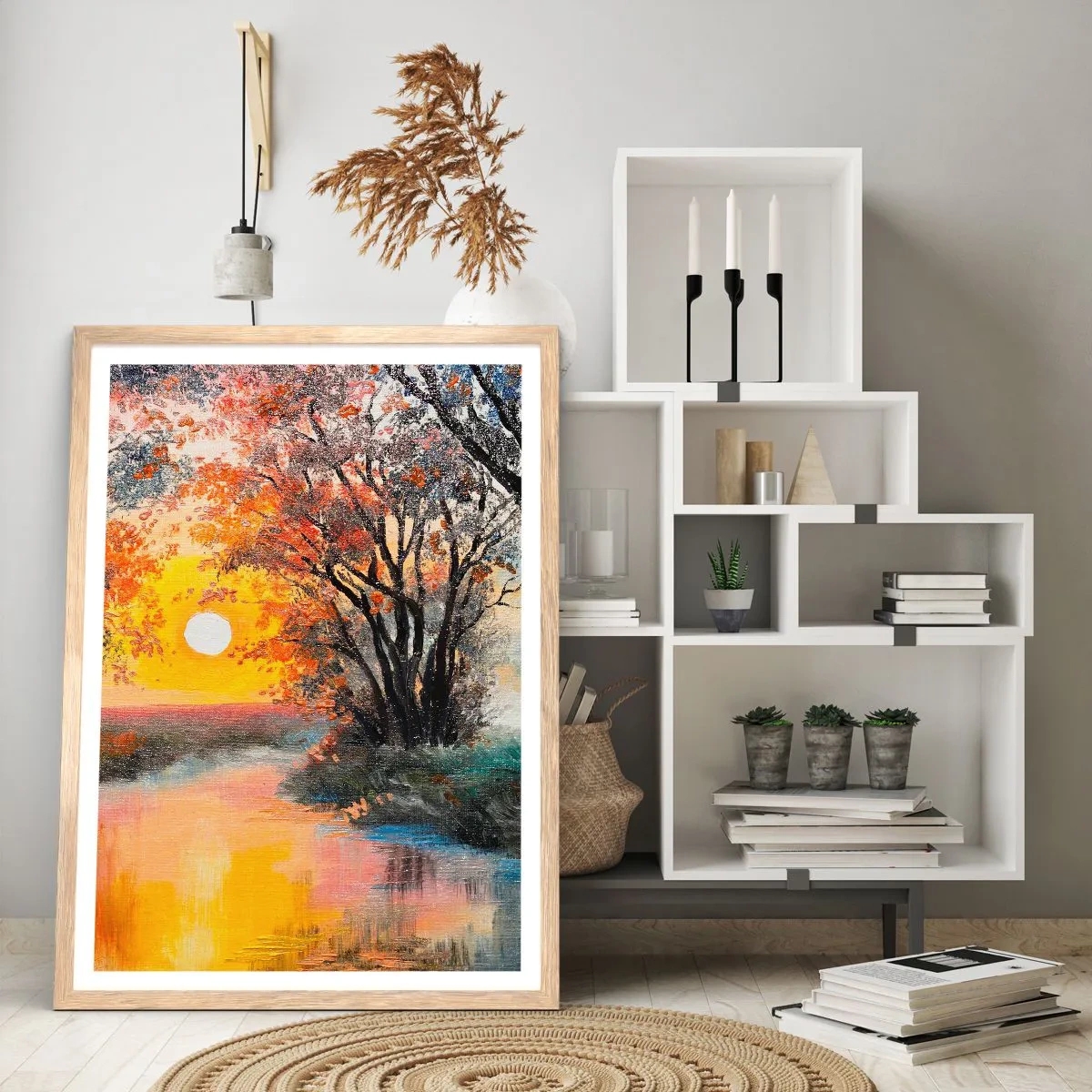 Poster in einem Rahmen aus heller Eiche - Herbststimmung - 40x50 cm