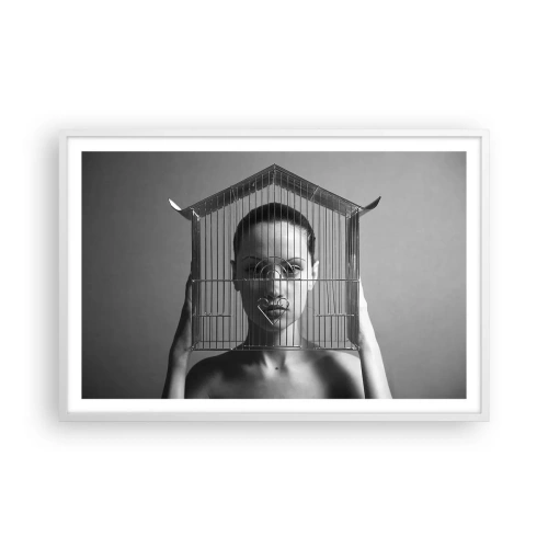 Poster in einem weißen Rahmen - Ein leicht surreales Portrait - 91x61 cm