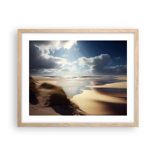 Poster in einem Rahmen aus heller Eiche - Strand, wilder Strand - 50x40 cm