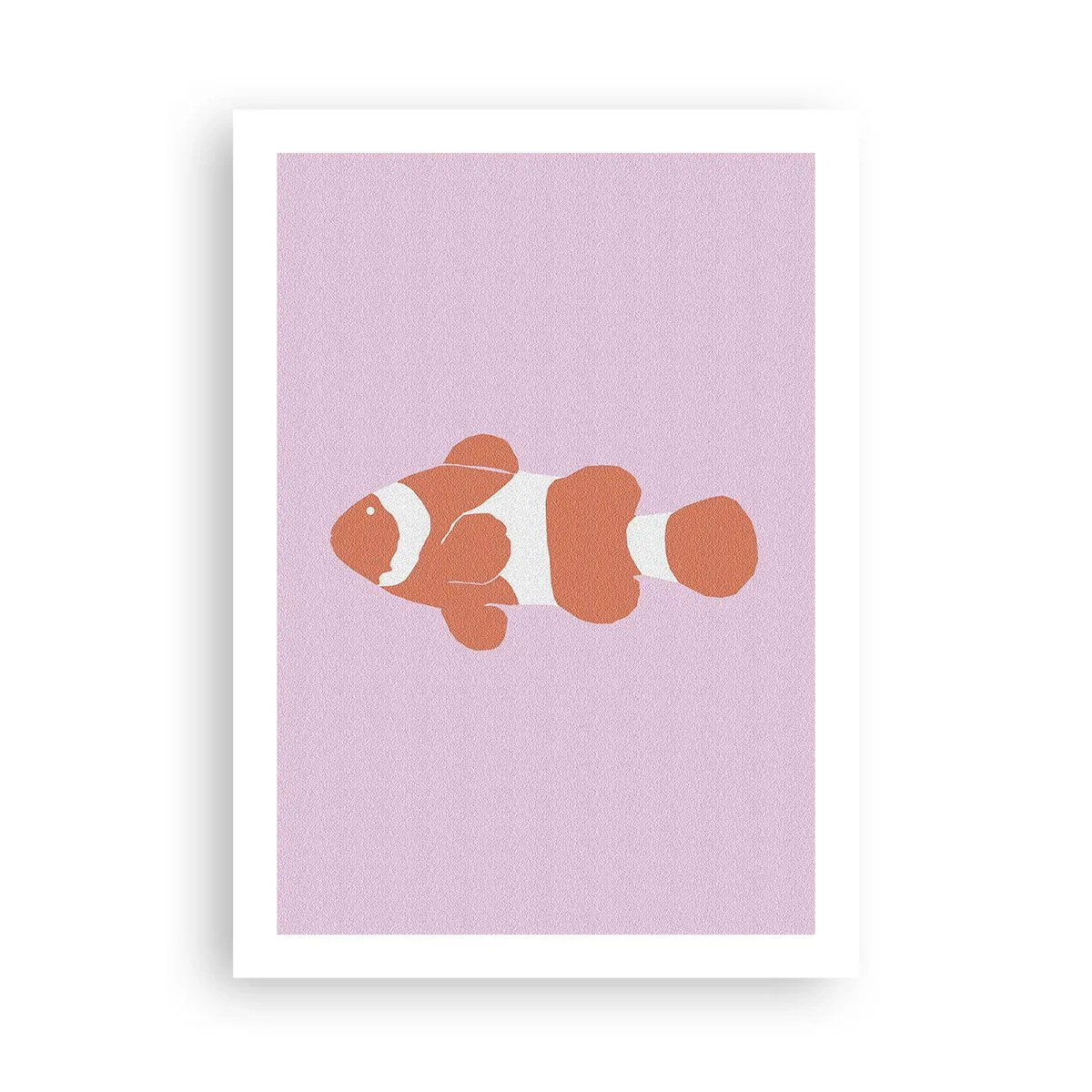 Poster - Orangefarbener Clownfisch auf violettem Hintergrund - 50x70cm - In Koralle an Gesicht und Schwanz - Moderne Wanddekoration für Wohnzimmer und Schlafzimmer ARTTOR
