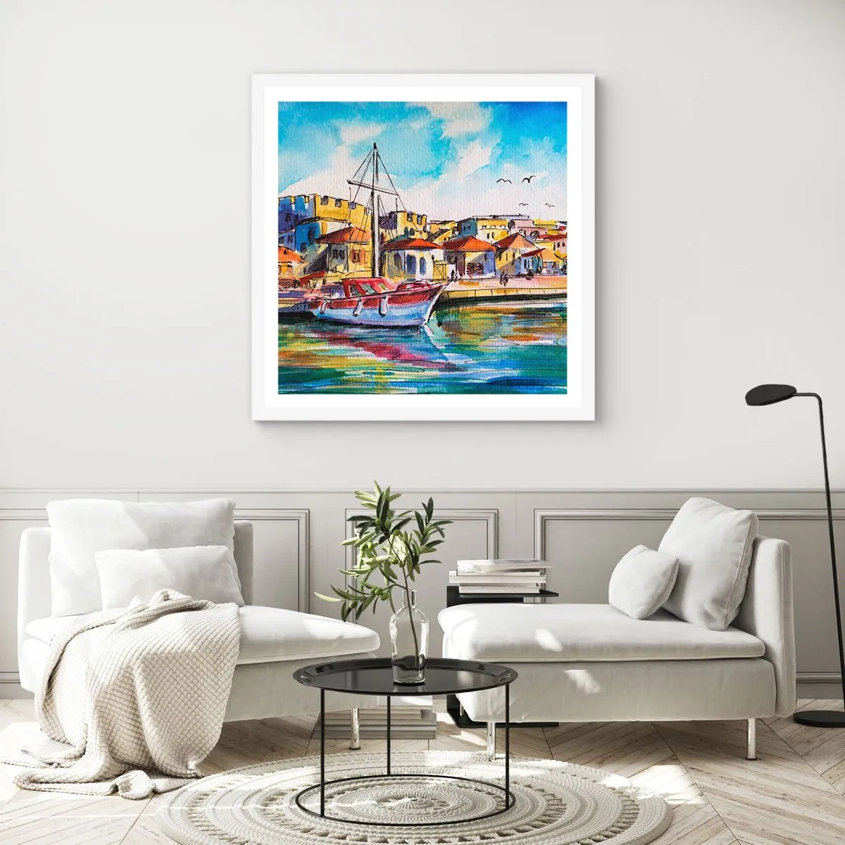 Poster in einem weißen Rahmen - Regenbogennachmittag - 40x40 cm