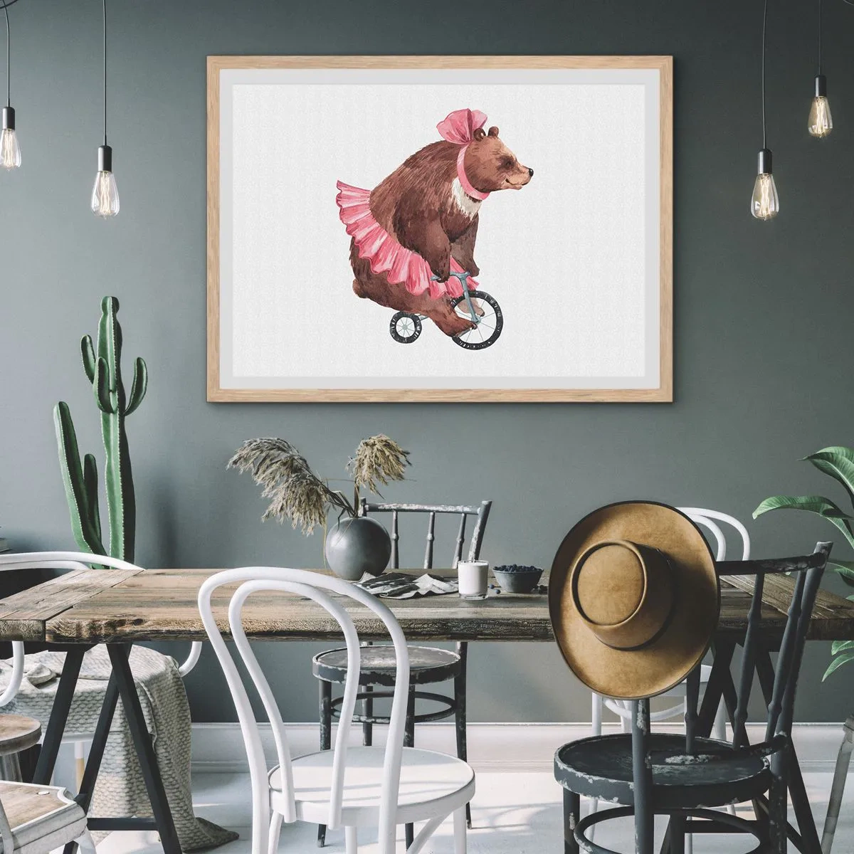 Poster in einem Rahmen aus heller Eiche - Was für ein Affentheater! - 100x70 cm